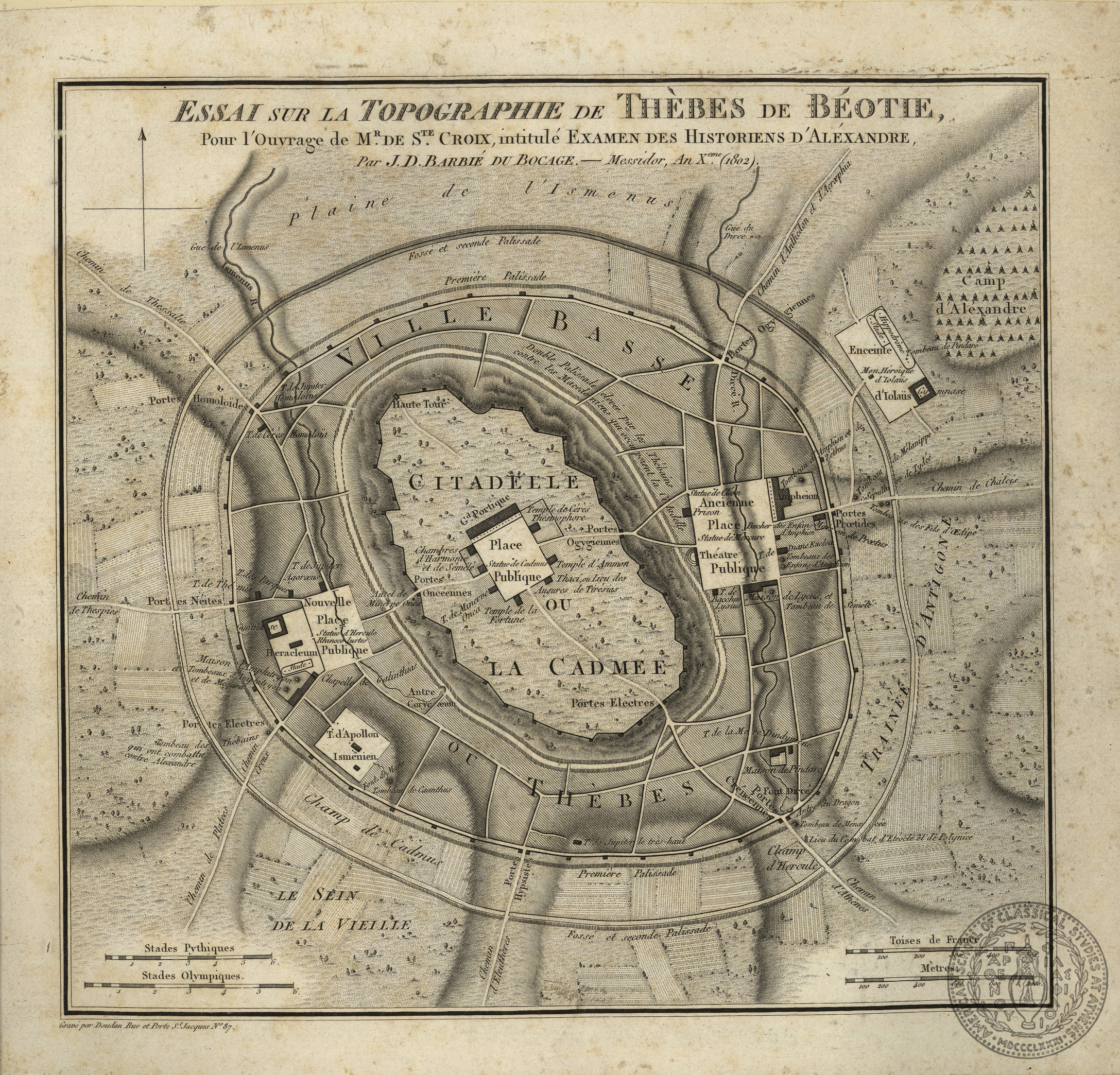 Essai sur la Topographie de Thebes de Beotie, pour l'ouvrage de Mr. De Ste. Croix, intitule Examen des historiens d'Alexandre, par J.D. Barbie du Bocage.